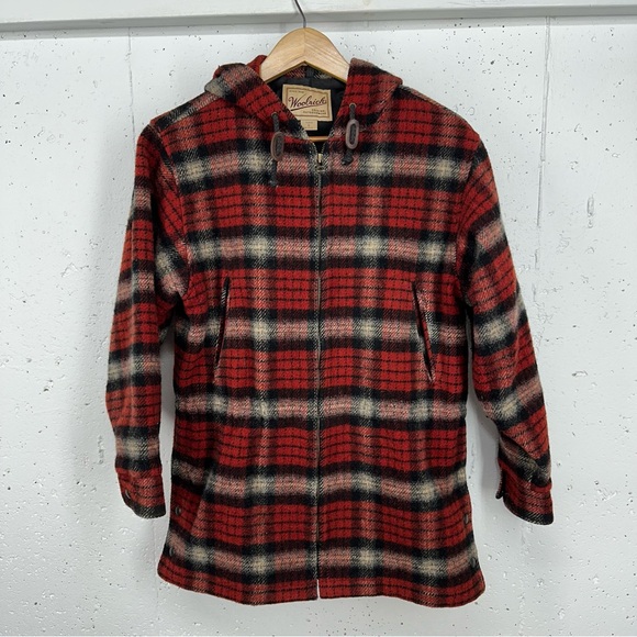 Vintage Woolrich Women’s size Small Red Plaid Wool Lined Jacket Coat - Picture 1 of 16